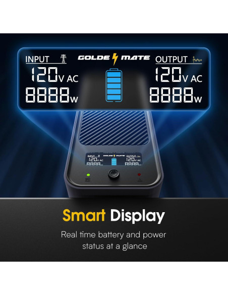 UPS 1000VA 600W GOLDENMATE Pro con Batería LiFePO4 y LCD