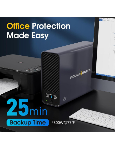 UPS 1000VA 600W GOLDENMATE Pro con Batería LiFePO4 y LCD