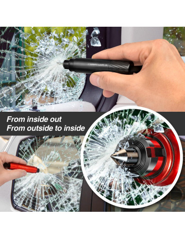 Martillo de Seguridad Aukmak 2 en 1 Rompe Ventanas y Cortador