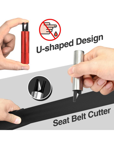 Martillo de Seguridad Aukmak 2 en 1 Rompe Ventanas y Cortador