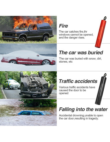 Martillo de Seguridad Aukmak 2 en 1 Rompe Ventanas y Cortador