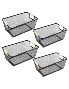 Cesta de Alambre de Metal Ziliny Grande con Mangos de Madera