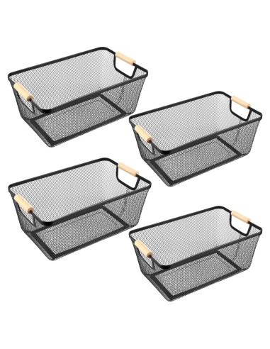 Cesta de Alambre de Metal Ziliny Grande con Mangos de Madera
