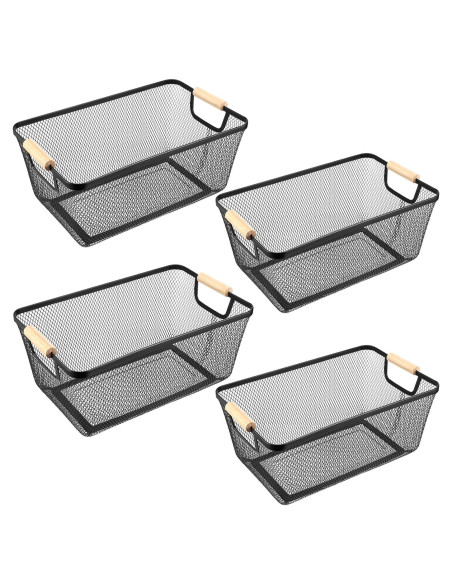 Cesta de Alambre de Metal Ziliny Grande con Mangos de Madera
