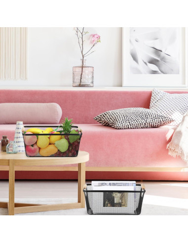 Cesta de Alambre de Metal Ziliny Grande con Mangos de Madera