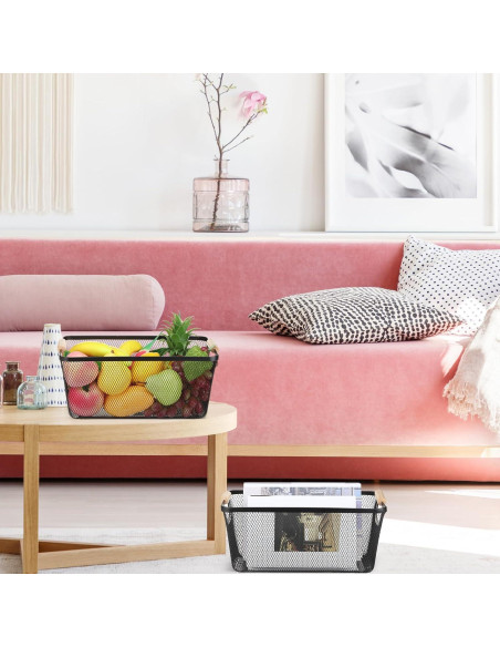 Cesta de Alambre de Metal Ziliny Grande con Mangos de Madera