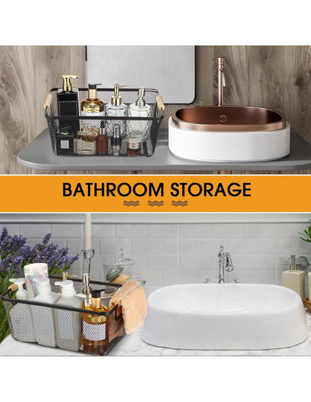 Cesta de Alambre de Metal Ziliny Grande con Mangos de Madera