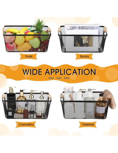 Cesta de Alambre de Metal Ziliny Grande con Mangos de Madera