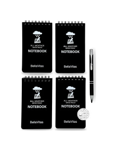 Cuaderno Impermeable Bellavitas 3x5 Negro - Paquete de 4