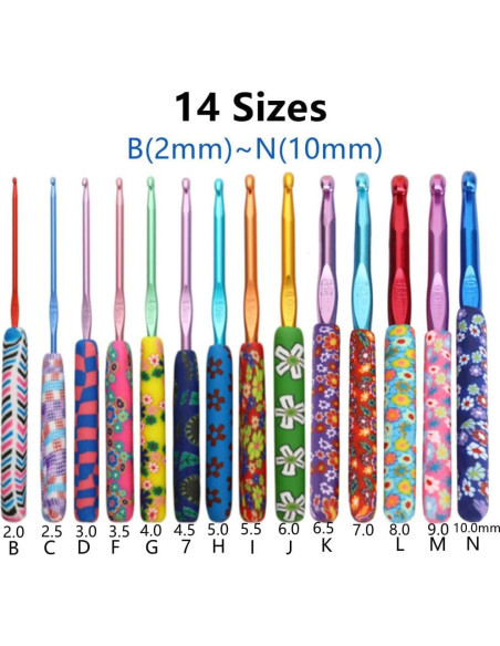 Juego de Ganchillos de 14 Piezas CFTfabMS Aluminio Multicolor Juego de Ganchillos de 14 Piezas CFTfabMS Aluminio Multicolor