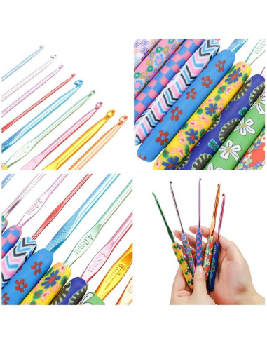 Juego de Ganchillos de 14 Piezas CFTfabMS Aluminio Multicolor