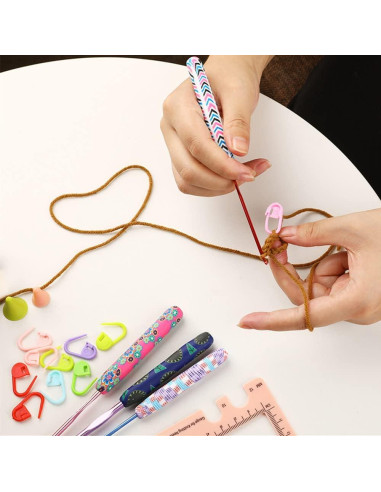 Juego de Ganchillos de 14 Piezas CFTfabMS Aluminio Multicolor