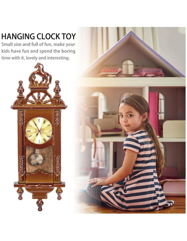 Reloj Colgante Miniatura de Metal para Casa de Muñecas Vaguelly