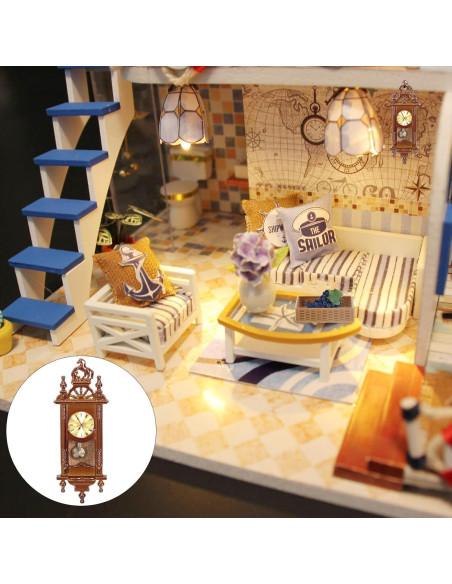 Reloj Colgante Miniatura de Metal para Casa de Muñecas Vaguelly