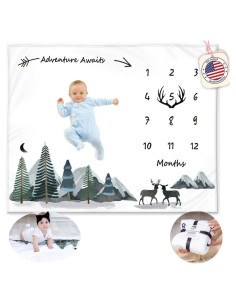 Manta de Hitos para Bebé KEMINA 127x102 cm Aventura en la Montaña