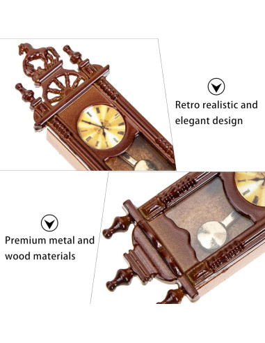 Reloj Colgante Miniatura de Metal para Casa de Muñecas Vaguelly