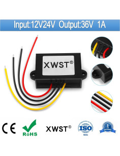 Convertidor Boost DC 12V 24V a 36V 1A XWST IP67 2