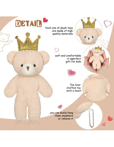 18 Osos de Peluche Miniatura Kasyat 12 cm para Llaveros