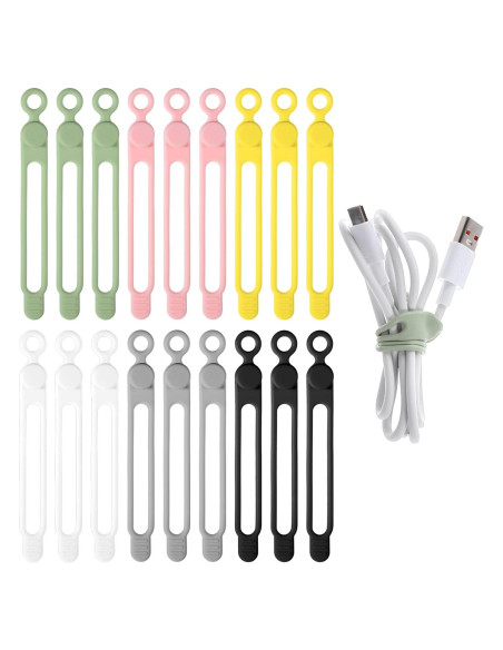 18 Sujetadores de Cable de Silicona JJUNW - Organizador Multifuncional