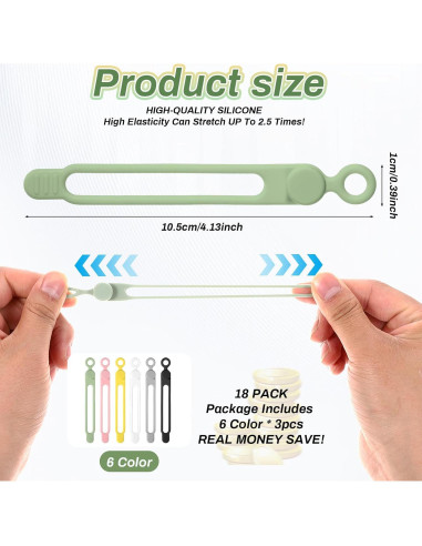 18 Sujetadores de Cable de Silicona JJUNW - Organizador Multifuncional