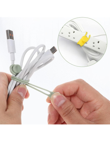 18 Sujetadores de Cable de Silicona JJUNW - Organizador Multifuncional