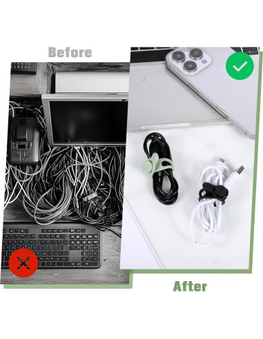 18 Sujetadores de Cable de Silicona JJUNW - Organizador Multifuncional