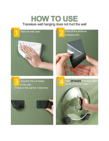 Organizador de Tapa de Olla Tendiren, 3 Soportes Ajustables Negro