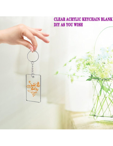 90 Piezas Llaveros Vacíos Rectangulares Acrílico ArtCute