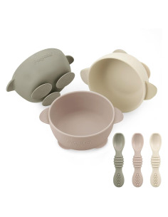 Set de Alimentación PandaEar 3 Cuencos y 3 Cucharas Silicona