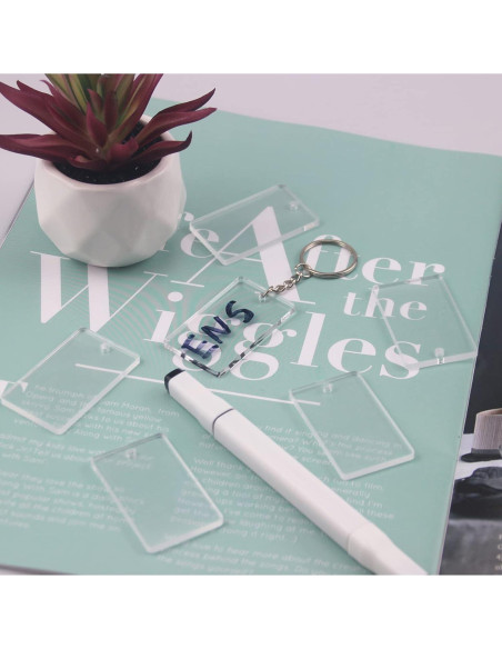 90 Piezas Llaveros Vacíos Rectangulares Acrílico ArtCute