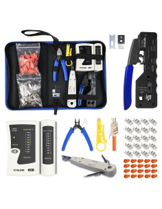 Kit Crimpadora RJ45 VCELINK Cat6/Cat7 con Conectores y Probador