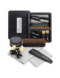 Kit de Cuidado de Zapatos Maximilian 7 Piezas - Brillo de Cuero Negro