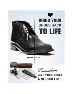 Kit de Cuidado de Zapatos Maximilian 7 Piezas - Brillo de Cuero Negro 2