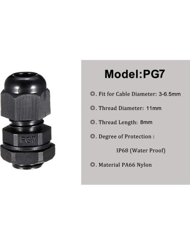 Juntas de Gland PG7 YXQ Impermeables para Cable - Paquete de 6