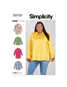 Kit de Patrones de Costura Simplicity S9708 para Camisas Mujer 30W-38W