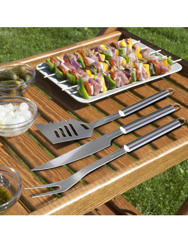 Juego de Utensilios BBQ Home-Complete 7 Piezas Acero Inoxidable