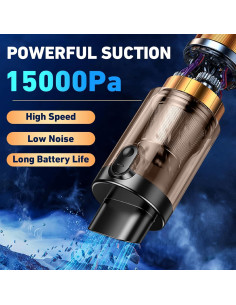 Aspiradora Portátil DEDC VC012 15000Pa Inalámbrica LED 2