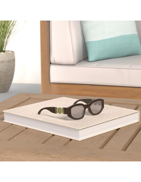 Gafas de sol rectangulares COASION UV400 para mujer - Negro/Gris Gafas de sol rectangulares COASION UV400 para mujer - Negro/Gris