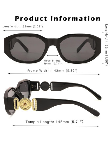 Gafas de sol rectangulares COASION UV400 para mujer - Negro/Gris