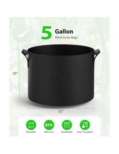 Paquete de 5 Bolsas de Crecimiento 5 Galones POROLIR Negro 2