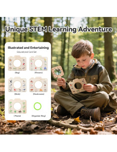 Lupa de Madera para Niños ibwaae con Tarjetas Educativas 2