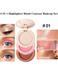 Paleta de Maquillaje 3 en 1 Yeweian - Rubor, Contorno e Iluminador 2