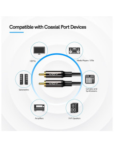 Cable de Audio Digital Coaxial VIOY 1M RCA Macho a Macho 2 Pack 2