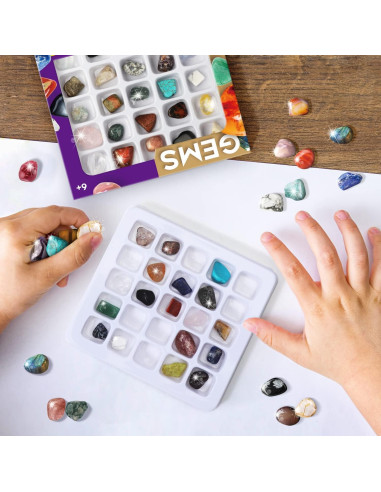 Kit Educativo de Rocas Byncceh - 25 Gemas para Niños 6+
