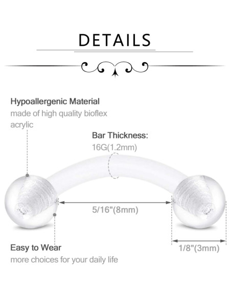 Aretes de Plástico Hipoalergénico FECTAS 16G 8mm 15PCS