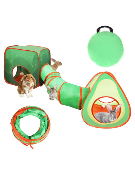 Túnel y Cubo Colapsable para Conejos YUEPET 3 en 1 Aguacate