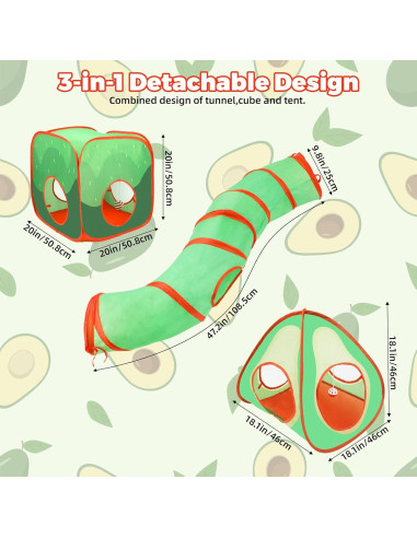 Túnel y Cubo Colapsable para Conejos YUEPET 3 en 1 Aguacate
