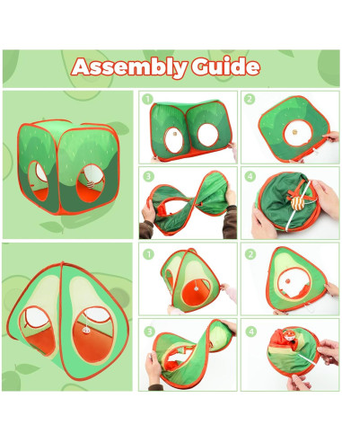 Túnel y Cubo Colapsable para Conejos YUEPET 3 en 1 Aguacate