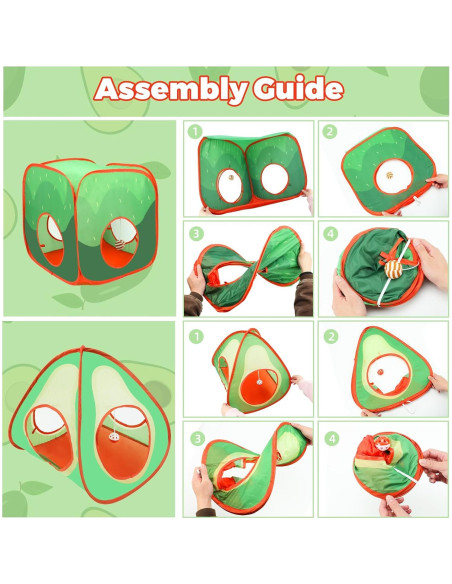 Túnel y Cubo Colapsable para Conejos YUEPET 3 en 1 Aguacate