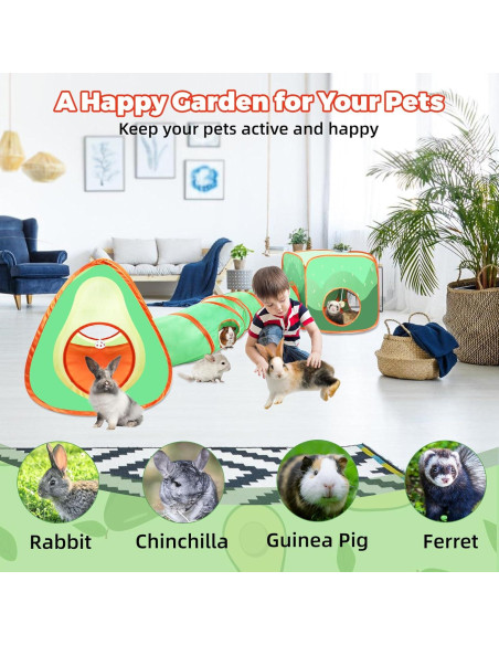 Túnel y Cubo Colapsable para Conejos YUEPET 3 en 1 Aguacate